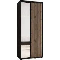 MEBLE KRYSPOL Lanko 2 Schrank mit 2 Schiebetüren - 235,2x110x45 cm - Schwarz Artisan Schwarz