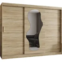 MEBLE KRYSPOL ULTRA 250 Kleiderschrank mit drei Schiebetüren für Schlafzimmer – moderner Aufbewahrungsschrank mit Kleiderstange und Regalen – 250x200x62cm - Sonoma