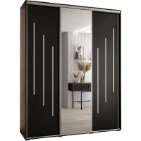 MEBLE KRYSPOL Davos 9 Schrank, drei Türen - 235,2x200x45 cm - Schwarz Schwarz Silber