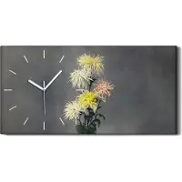 Coloray Wohnzimmer-Bild Leinwand Uhr Geräuschlos 60x30 Gemälde Blumen Pflanzen Kunst - weiße Hände