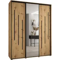 MEBLE KRYSPOL Cannes 9 Schrank mit 3 Schiebetüren - 205,2x200x60 cm - Artisan Artisan Schwarz