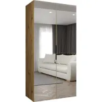 MEBLE KRYSPOL , Kleiderschrank, Schrank 100 cmx202x52, Artisan Eiche, Schwarz