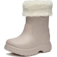 Ladeheid x Camminare Gummistiefel Kinder aus leichtem EVA warm gefüttert wasserdicht und sicher geführt durch rutschfeste Sohle ideal für kalte Tage und Schnee LA-CA-19 (HellBeige, 34/35 EU)