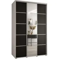 MEBLE KRYSPOL Davos 5 Schrank, drei Türen - 235,2x160x60 cm - Weiß Schwarz Silber
