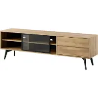 Masseno TV-Schrank VIGORE 180 cm Fernsehschrank mit 2 Schubladen und Türen TV-Lowboard für Wohnzimmer Modern 180x39x53,8 cm Eichefarben / Naturfarben