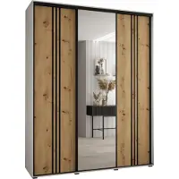 MEBLE KRYSPOL Cannes 7 Schrank mit 3 Schiebetüren - 205,2x200x45 cm - Weiß Artisan Schwarz
