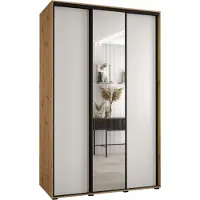 MEBLE KRYSPOL Davos 3 Schrank, drei Türen - 235,2x150x60 cm - Artisan Weiß Schwarz