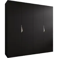 MEBLE KRYSPOL Schrank 200x202x52 cm mit Kleiderstange, 4xTür, SANDI, Schwarz, Griff Kaschmir