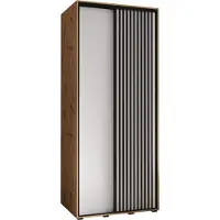 MEBLE KRYSPOL Lanko 1 Schrank mit 2 Schiebetüren - 235,2x110x60 cm - Artisan Weiß Schwarz