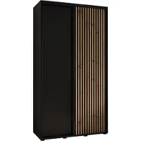 MEBLE KRYSPOL Sapporo 1 Schrank mit 2 Schiebetüren - 205,2x140x45 cm - Schwarz Schwarz Artisan