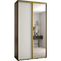 MEBLE KRYSPOL Davos 3 Schrank, zwei Türen - 235,2x140x60 cm - Schwarz Weiß Gold