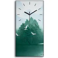 Coloray Dekor Leinwand Uhr Wandbilder 30x60 Chinesische Malerei von Vogelkräne - schwarze Hände