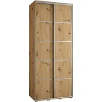 MEBLE KRYSPOL Cannes 4 Schrank mit 2 Schiebetüren - 205,2x100x45 cm - Artisan Artisan Silber