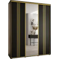 MEBLE KRYSPOL Davos 7 Schrank, drei Türen - 235,2x200x60 cm - Schwarz Schwarz Gold