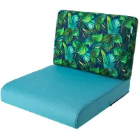 Bjird Sesselkissen, Kissen für Rattanmöbel, Sitzkissen & Rückenkissen, Sitzkissen für Sessel / Stühle - Indoor & Outdoor - Anti-Rutsch - 60x60 cm, Blau + blaue Blätter