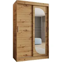 MEBLE KRYSPOL LUCY 120 Kleiderschrank mit zwei Schiebetüren für Schlafzimmer – moderner Aufbewahrungsschrank mit Kleiderstange und Regalen – 120x200x62cm - Artisan