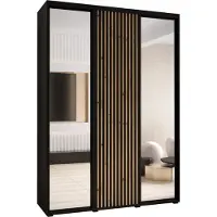 MEBLE KRYSPOL Sapporo 2 Schrank mit 3 Schiebetüren - 205,2x180x45 cm - Schwarz Schwarz Artisan