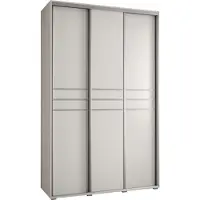 MEBLE KRYSPOL Cannes 10 Schrank mit 3 Schiebetüren - 205,2x160x60 cm - Weiß Weiß Silber