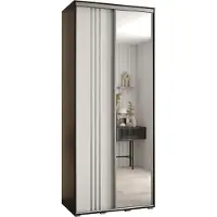 MEBLE KRYSPOL Cannes 7 Schrank mit 2 Schiebetüren - 205,2x100x45 cm - Schwarz Weiß Silber