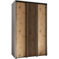 MEBLE KRYSPOL Lanko 1 Schrank mit 3 Schiebetüren - 235,2x150x60 cm - Weiß Artisan Schwarz