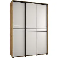 MEBLE KRYSPOL Davos 10 Schrank, drei Türen - 235,2x180x60 cm - Artisan Weiß Schwarz