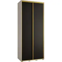 MEBLE KRYSPOL Davos 1 Schrank, zwei Türen - 235,2x100x45 cm - Weiß Schwarz Gold
