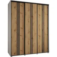 MEBLE KRYSPOL Davos 6 Schrank, drei Türen - 235,2x190x60 cm - Weiß Artisan Schwarz