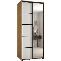 MEBLE KRYSPOL Davos 5 Schrank, zwei Türen - 235,2x110x60 cm - Artisan Weiß Schwarz