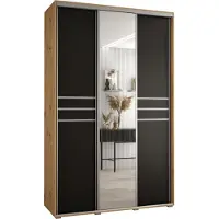 MEBLE KRYSPOL Cannes 11 Schrank mit 3 Schiebetüren - 205,2x160x45 cm - Artisan Schwarz Silber