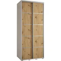 MEBLE KRYSPOL Davos 4 Schrank, zwei Türen - 235,2x120x60 cm - Weiß Artisan Silber
