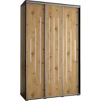 MEBLE KRYSPOL Cannes 12 Schrank mit 3 Schiebetüren - 205,2x160x60 cm - Schwarz Artisan Silber
