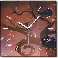 Coloray Uhr auf Leinwand 30x30 cm Wand Uhr Dekoration Wohnzimmer Segeltuch weiße Zeiger -Zauberer Birds Bäume