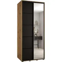 MEBLE KRYSPOL Cannes 5 Schrank mit 2 Schiebetüren - 205,2x120x60 cm - Artisan Schwarz Schwarz