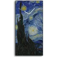 Coloray Küchenuhr Bürouhr Leinwand Uhr Geräuschlos Kunstdruck 30x60 Sternennacht - weiße Hände