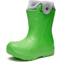 Ladeheid x Camminare Gummistiefel Kinder aus leichtem EVA warm gefüttert wasserdicht mit praktischem Griff und edlem Regenschirm-Relief für kalte Tage und Schnee LA-CA-21 (Grün, 28/29 EU)
