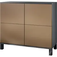 Vladon Kommode Rova V3, Moderner Küchenschrank mit 4 Push-to-Open Türen Anthrazit matt / Bronze Optik (92,5 x 84.5 x 35)