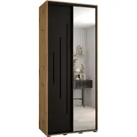MEBLE KRYSPOL Cannes 13 Schrank mit 2 Schiebetüren - 205,2x110x45 cm - Artisan Schwarz Schwarz