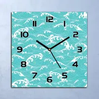 Coloray Wanduhr Echt-Glas-Küchenuhr Wellen Asiatischer Quarz 30x30 Deko Bilder