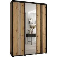 MEBLE KRYSPOL Davos 7 Schrank, drei Türen - 235,2x180x60 cm - Schwarz Artisan Schwarz