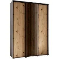 MEBLE KRYSPOL Lanko 1 Schrank mit 3 Schiebetüren - 235,2x170x45 cm - Weiß Artisan Schwarz