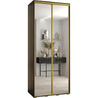 MEBLE KRYSPOL Davos 2 Schrank, zwei Türen - 235,2x100x60 cm - Schwarz Schwarz Gold