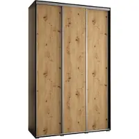 MEBLE KRYSPOL Cannes 1 Schrank mit 3 Schiebetüren - 205,2x160x60 cm - Schwarz Artisan Silber