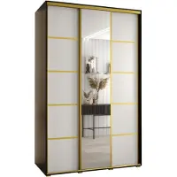 MEBLE KRYSPOL Davos 5 Schrank, drei Türen - 235,2x160x60 cm - Schwarz Weiß Gold