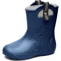 Ladeheid Kinder Federleichte Gummistiefel Thermo Fütterung Mädchen Jungen Rutschfest Regenstiefel Kinder Regenschuhe LA-CA-Frog245 (Gelb, 32/33 EU)