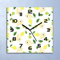 Coloray Wanduhr Echt-Glas-Küchenuhr Birnen gelb Quarz Lautlos 30x30 Deko Bilder