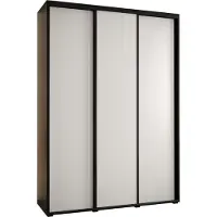 MEBLE KRYSPOL Cannes 1 Schrank mit 3 Schiebetüren - 205,2x180x60 cm - Schwarz Weiß Schwarz