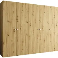 MEBLE KRYSPOL Schrank 250x202x52 cm mit Kleiderstange, 5xTür, PARMA, Artisan-Eiche, Griff Silber