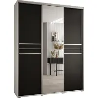 MEBLE KRYSPOL Cannes 11 Schrank mit 3 Schiebetüren - 205,2x200x45 cm - Weiß Schwarz Silber
