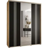 MEBLE KRYSPOL Davos 7 Schrank, drei Türen - 235,2x190x60 cm - Artisan Schwarz Silber
