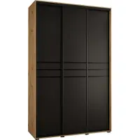 MEBLE KRYSPOL Cannes 10 Schrank mit 3 Schiebetüren - 205,2x150x45 cm - Artisan Schwarz Schwarz
